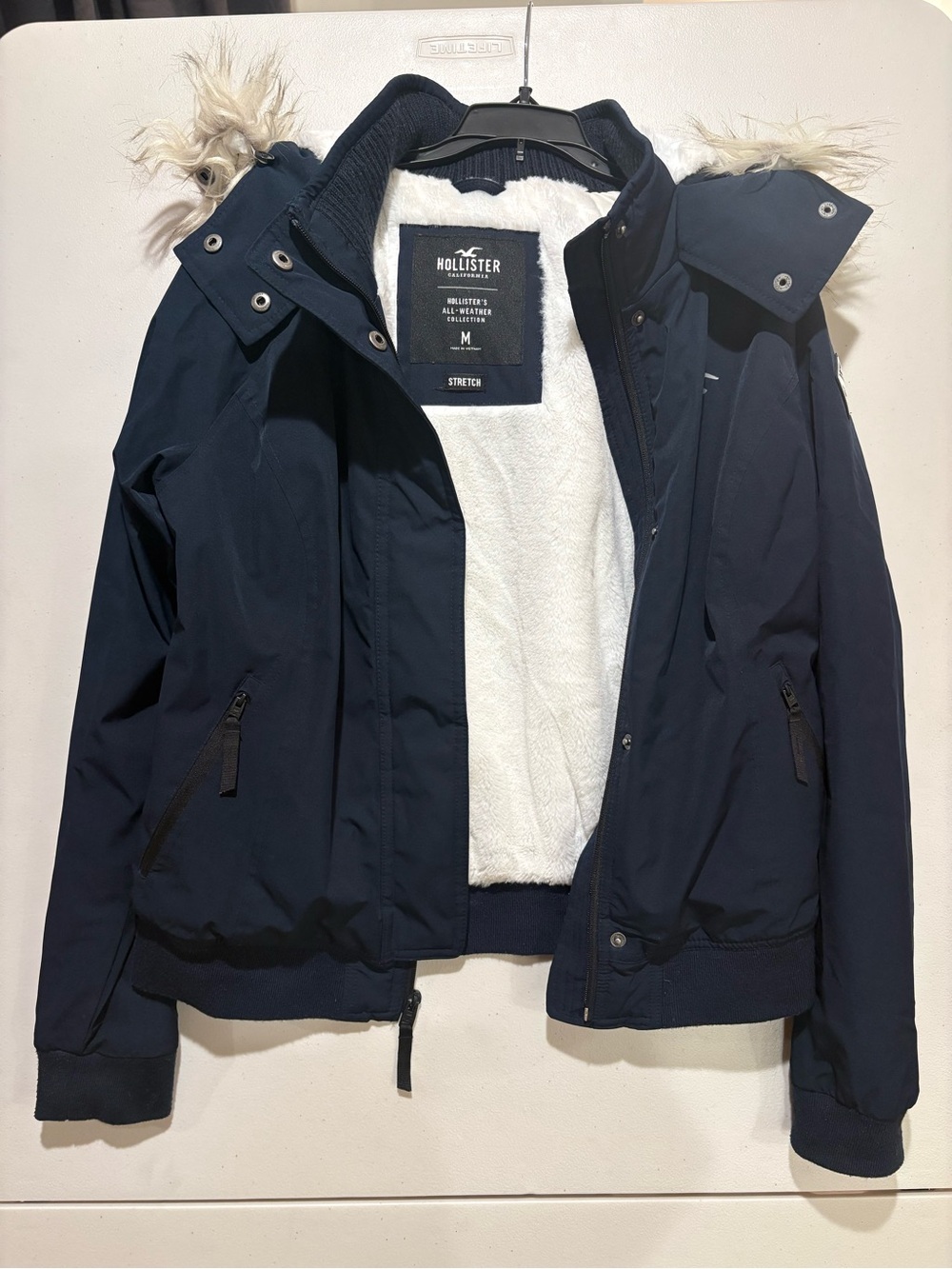 Hollister All-Weather Collection Fleece-Lined Bomber Jacket Blue Medium